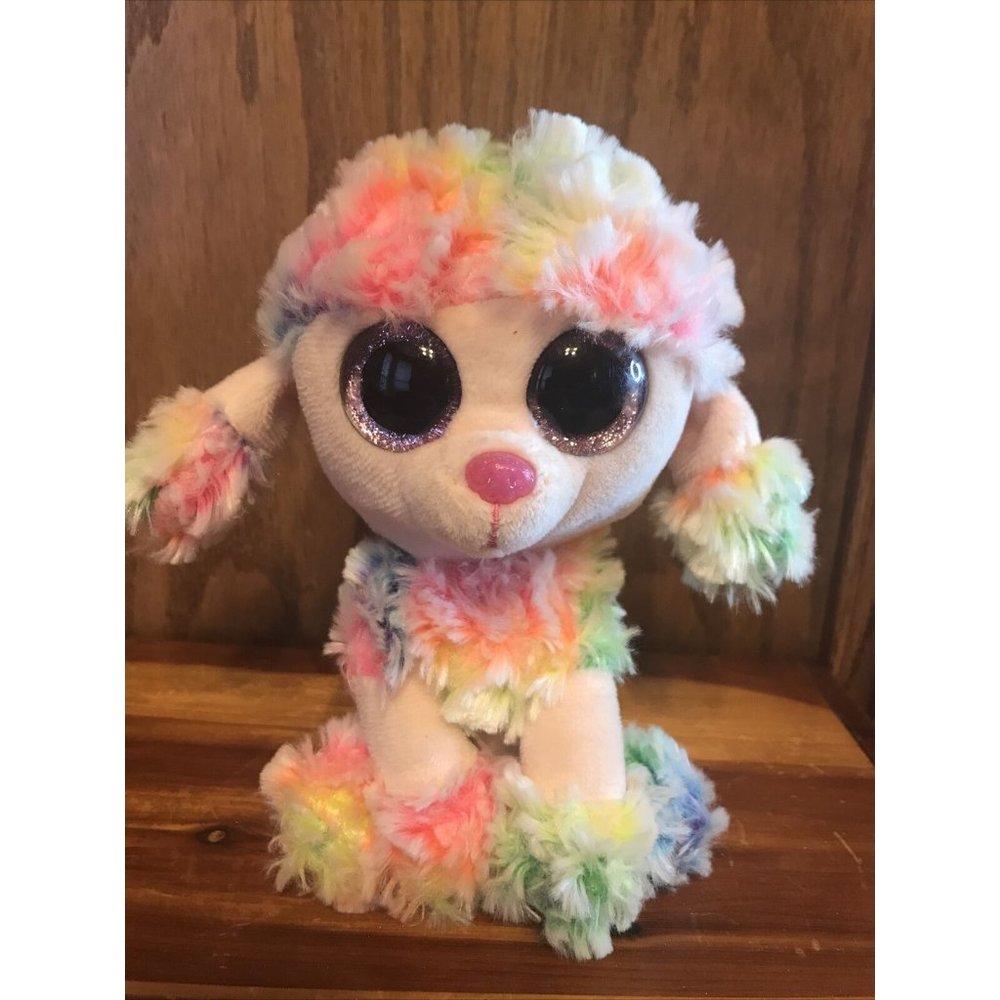 TY Beanie Boo Boos Rainbow Plush French Cut Poodle Dog 6" Bean Plush Animal